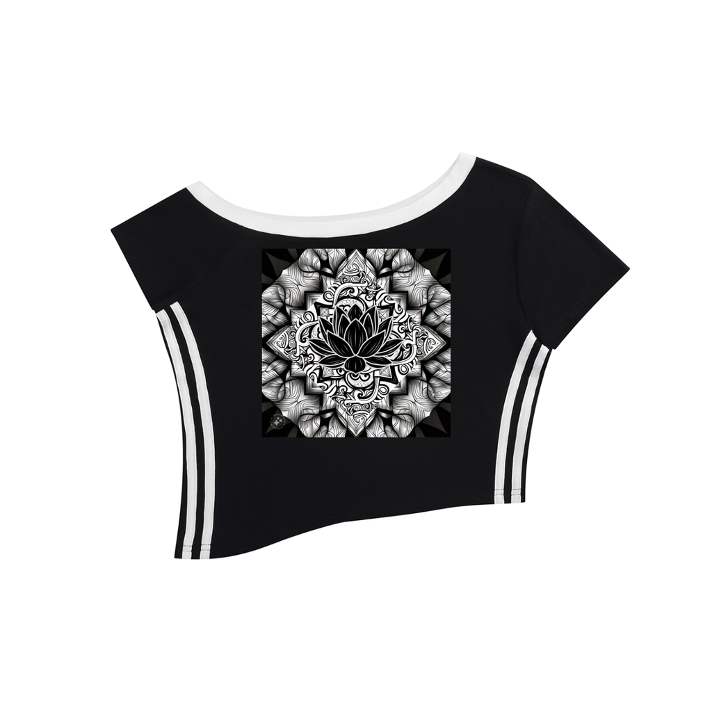 LOTUS Flower ADHD - Women's Color Block Off-the-Shoulder T-Shirt