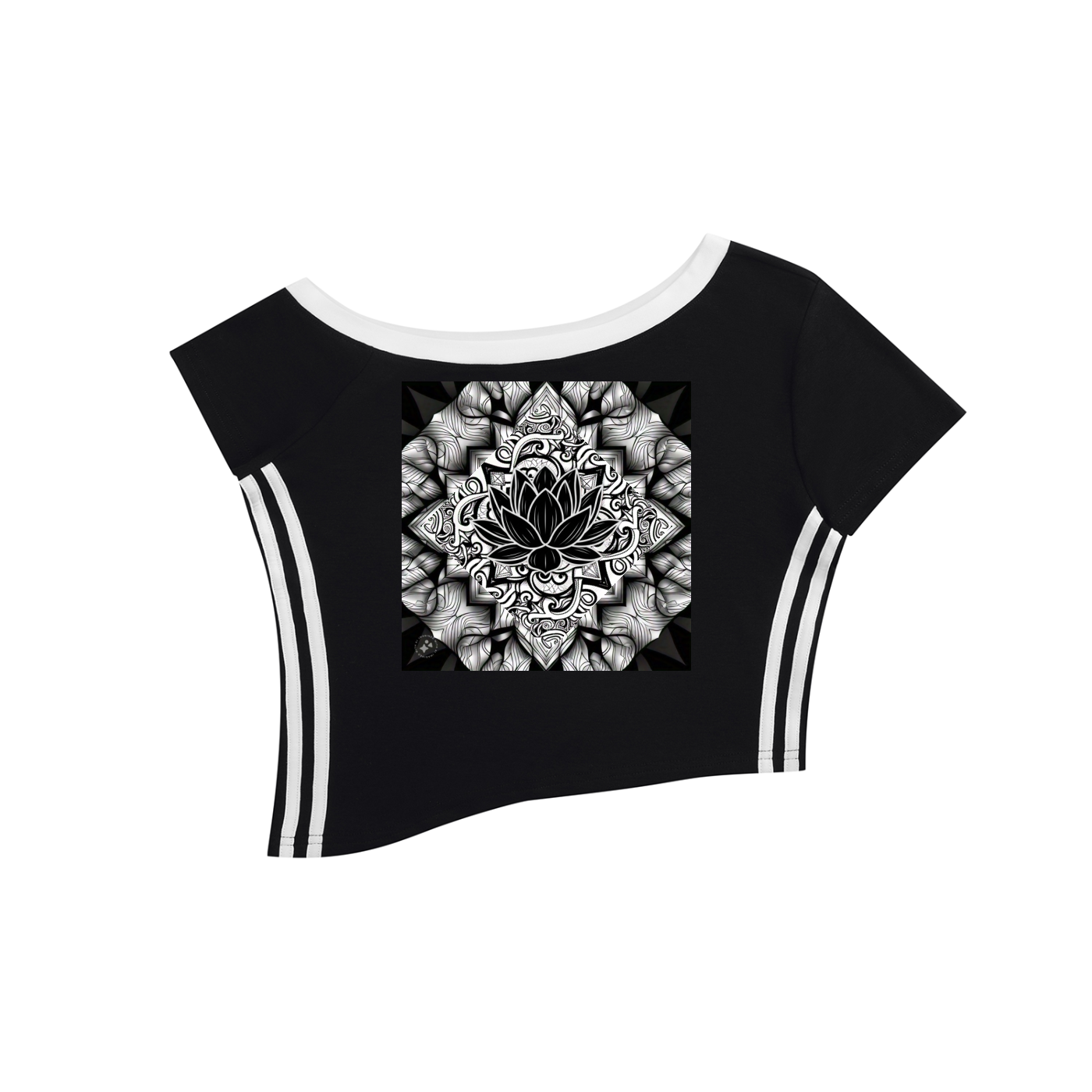 LOTUS Flower ADHD - Women's Color Block Off-the-Shoulder T-Shirt