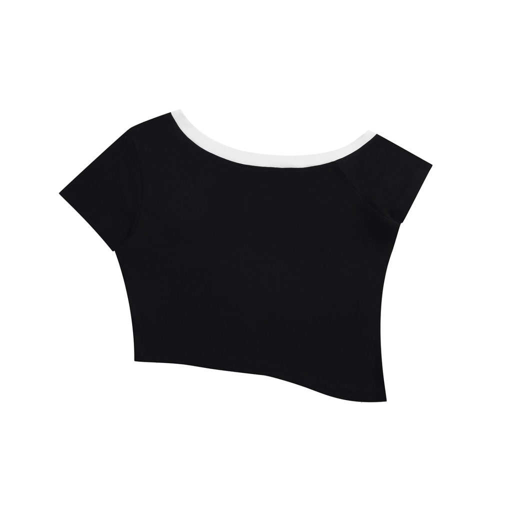 LOTUS Flower ADHD - Women's Color Block Off-the-Shoulder T-Shirt