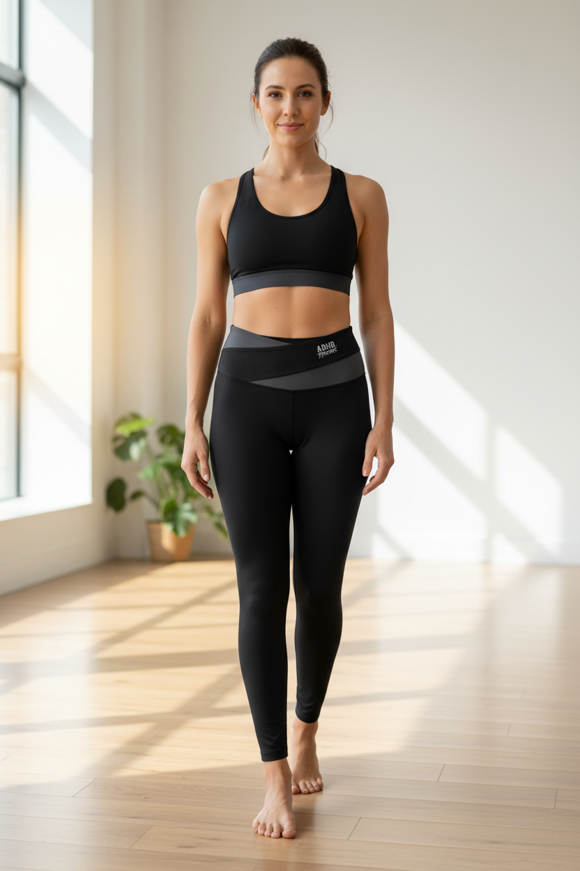 ADHD Threadz Color Block Leggings Model