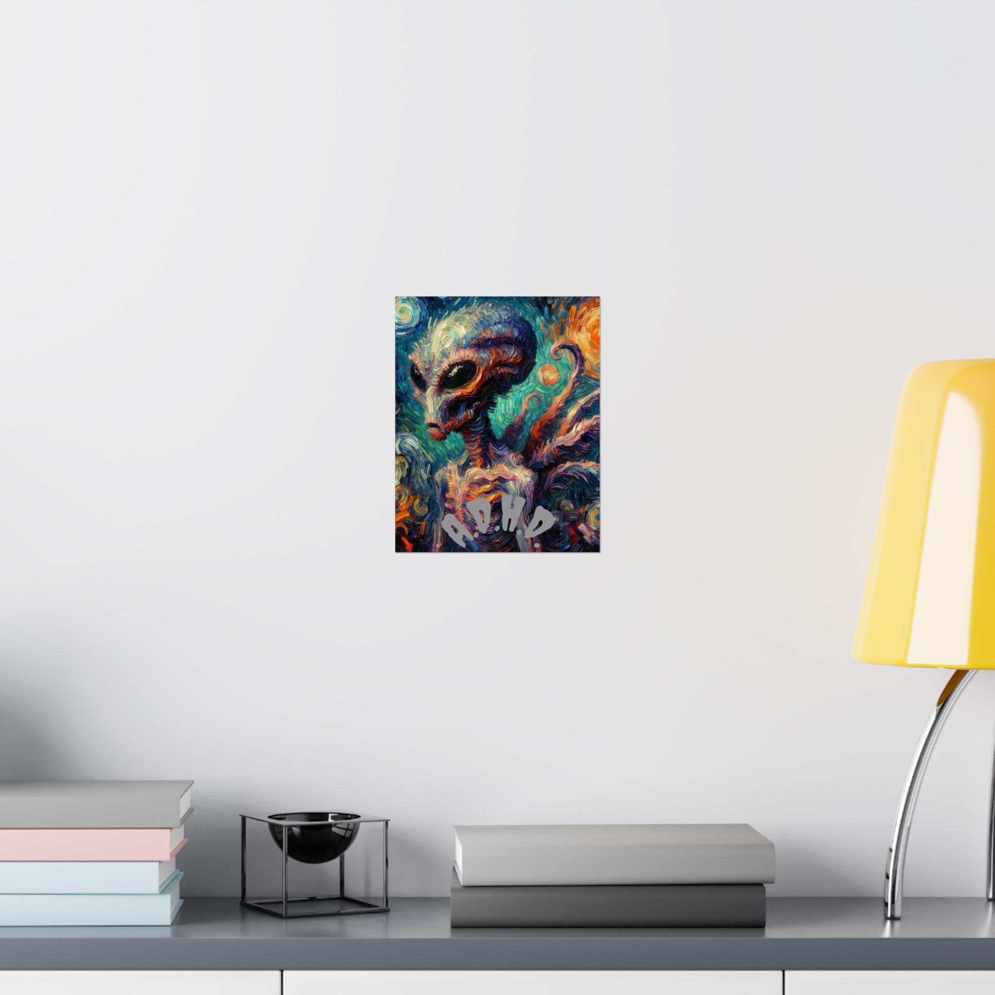 ADHD Alien Art Print: Psychedelic Home Office Wall Decor