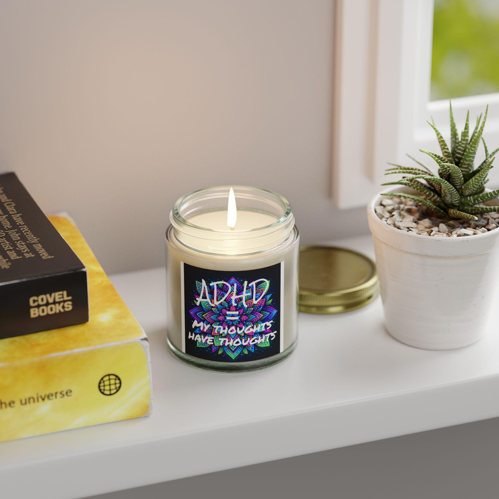 Adhd awareness scented candle: aromatherapy for calm & focus
