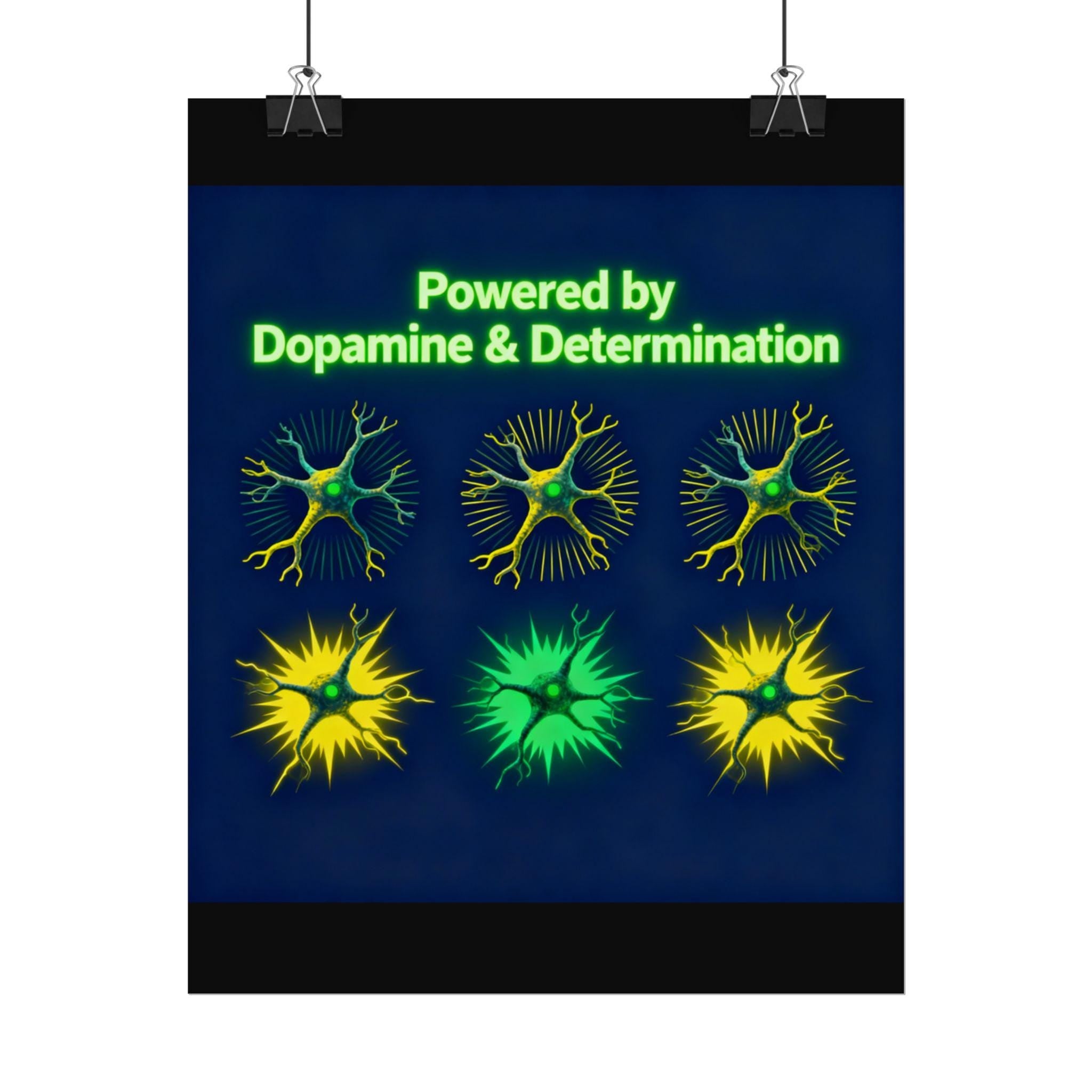 Poster Wall Art Print, Motivational Quote Décor, Dopamine and Determination Rolled Posters, Inspirational Dorm Room Decoration, Positive