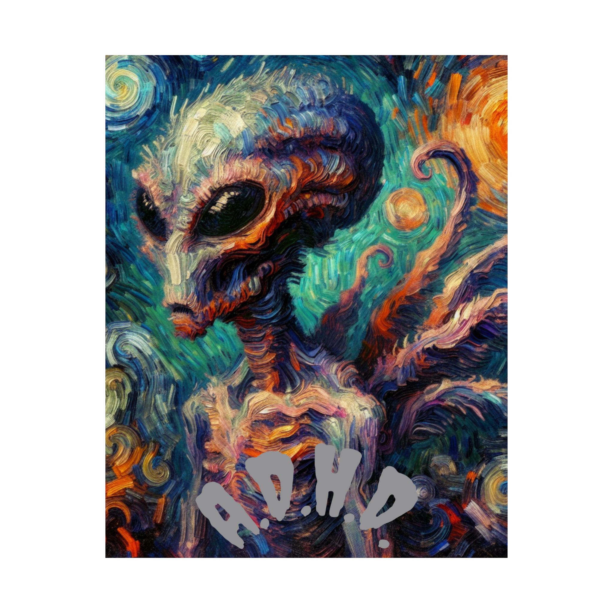 ADHD Alien Art Print: Psychedelic Home Office Wall Decor