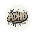 ADHD Graffiti Style Round Sticker: Laptop, Water Bottle Decal
