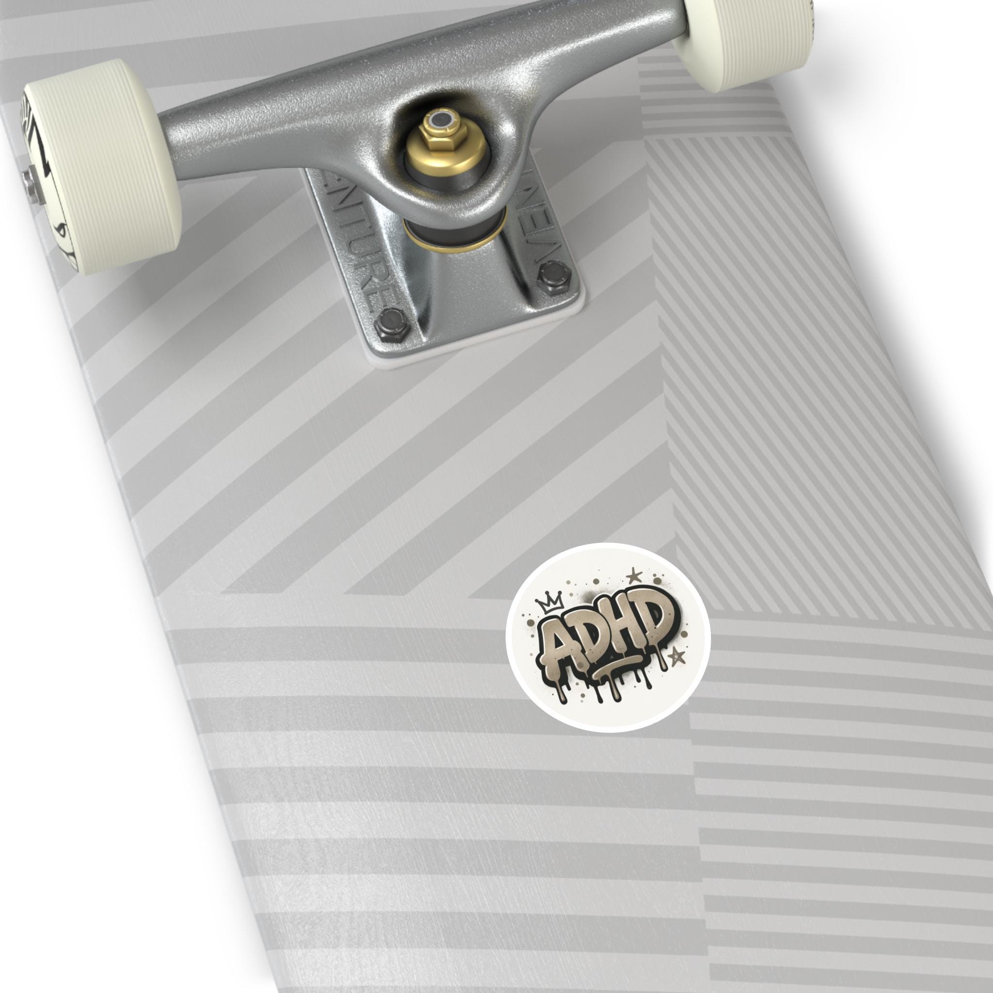 ADHD Graffiti Style Round Sticker: Laptop, Water Bottle Decal