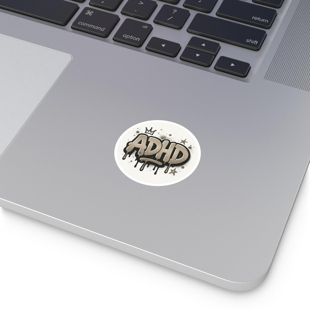 ADHD Graffiti Style Round Sticker: Laptop, Water Bottle Decal