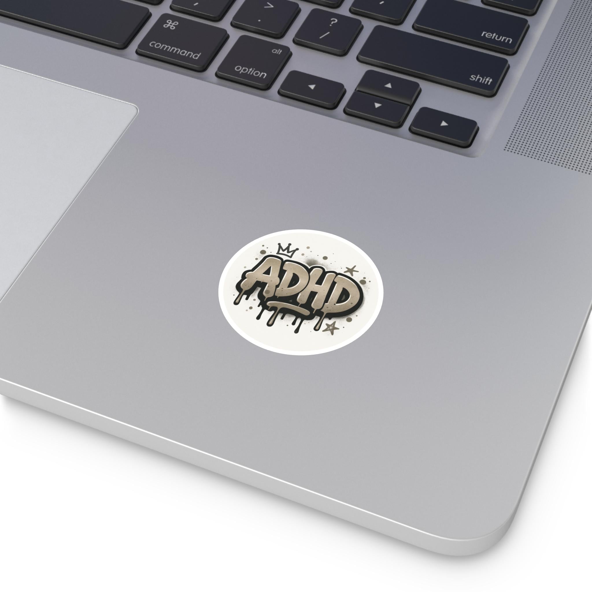 ADHD Graffiti Style Round Sticker: Laptop, Water Bottle Decal