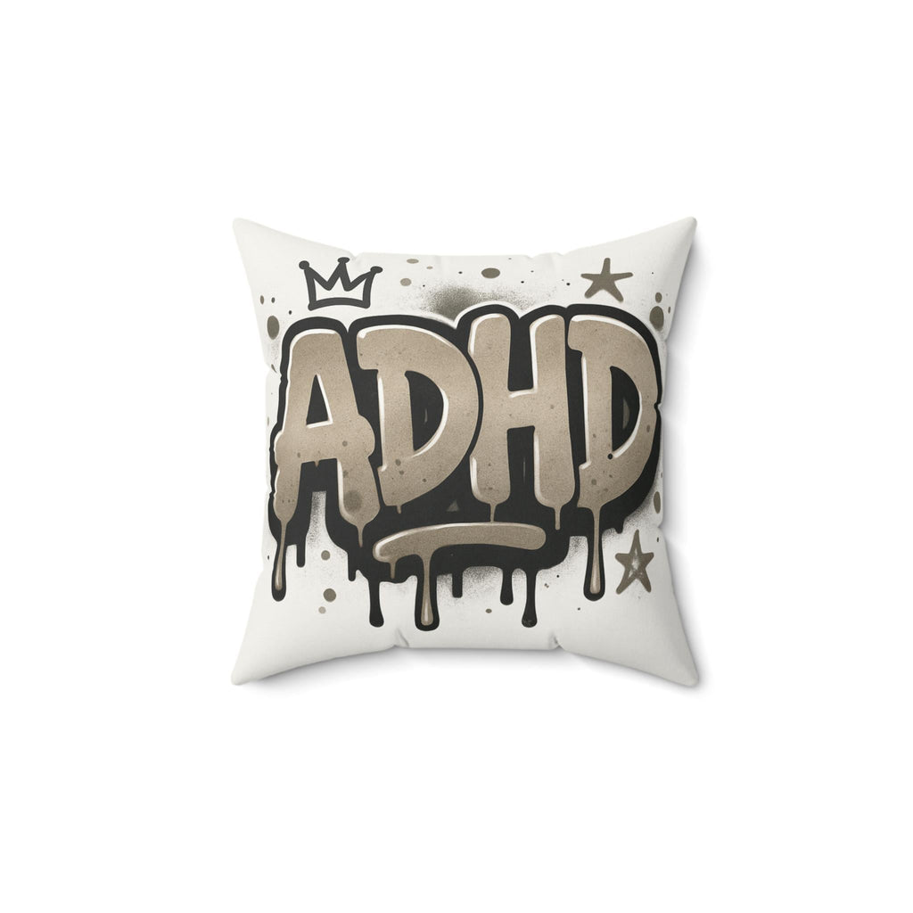 Colorful ADHD Square Throw Pillow, Decorative Cushion for Home, Support Gift for ADHD Awareness, Fun Kids Room Decor, Unique Bedroom Accent