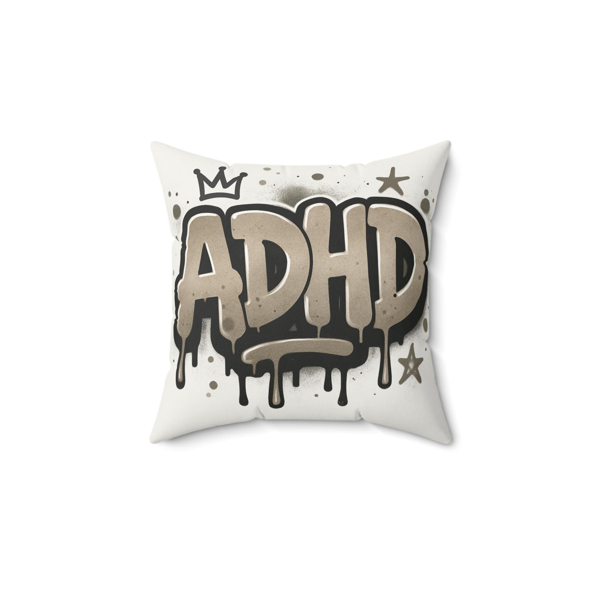 Colorful ADHD Square Throw Pillow, Decorative Cushion for Home, Support Gift for ADHD Awareness, Fun Kids Room Decor, Unique Bedroom Accent