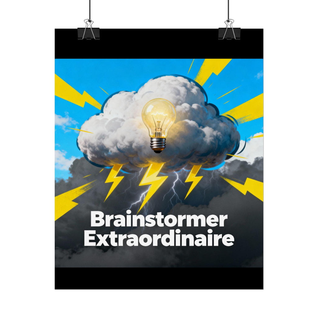 Brainstormer Extraordinaire Rolled Poster - Motivational Wall Art, Lightning Decor, Creative Studio, Gift for Innovators, Office Wall Decor