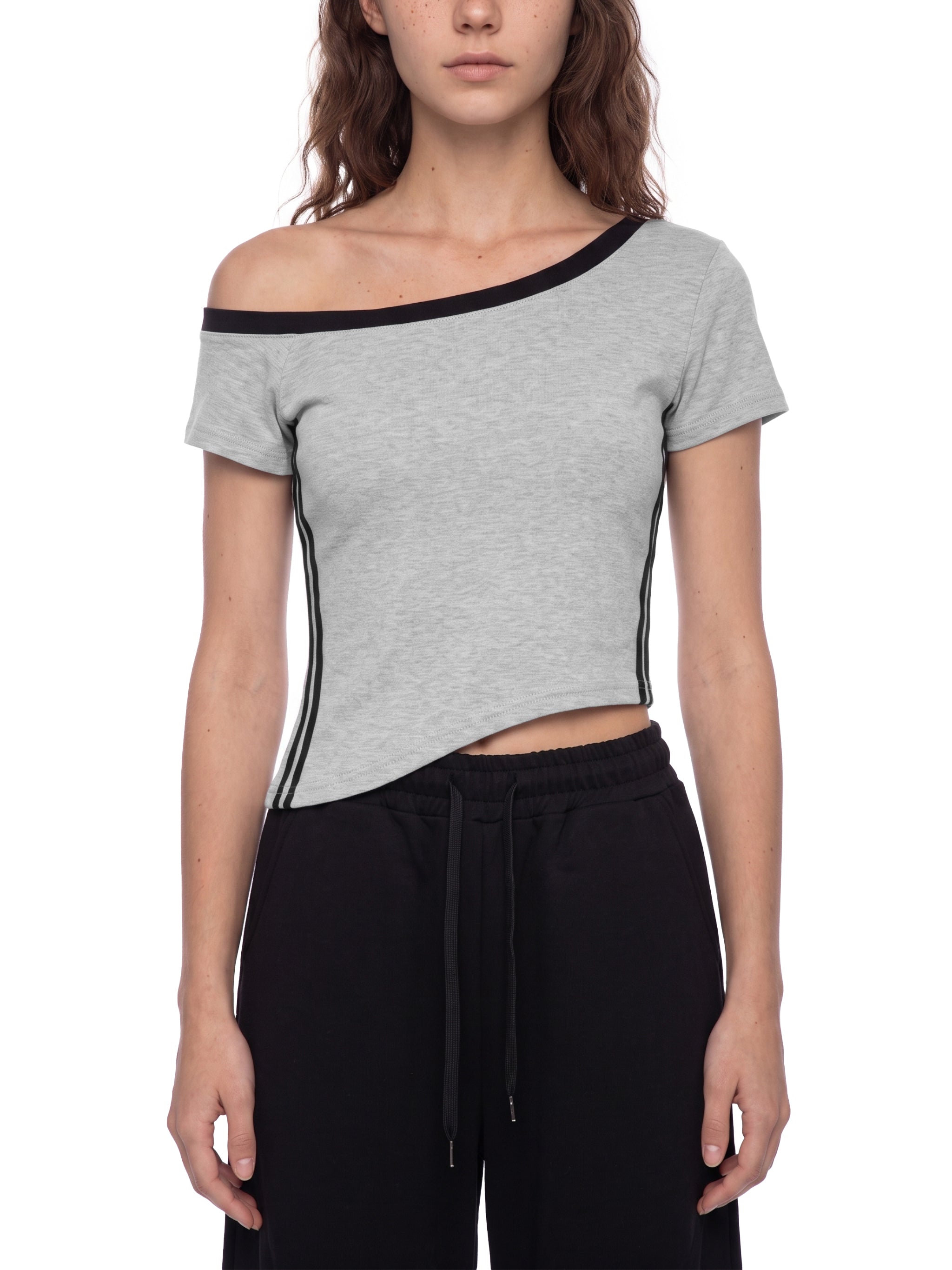 LOTUS Flower ADHD - Women's Color Block Off-the-Shoulder T-Shirt