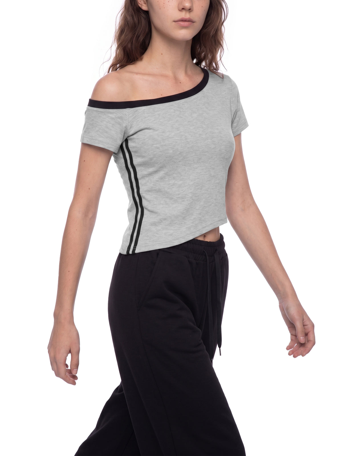 LOTUS Flower ADHD - Women's Color Block Off-the-Shoulder T-Shirt