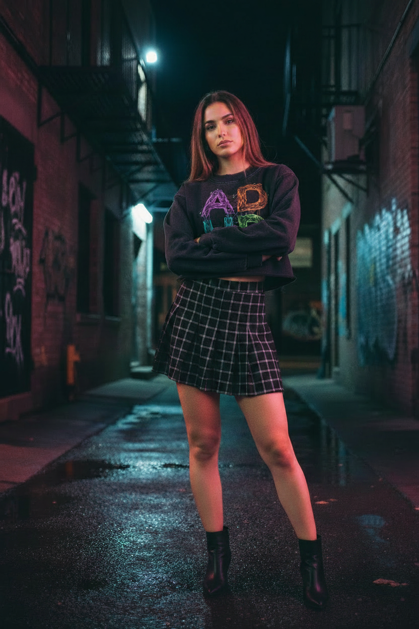 Snow Washed Cropped - Schoolgirl Skirt